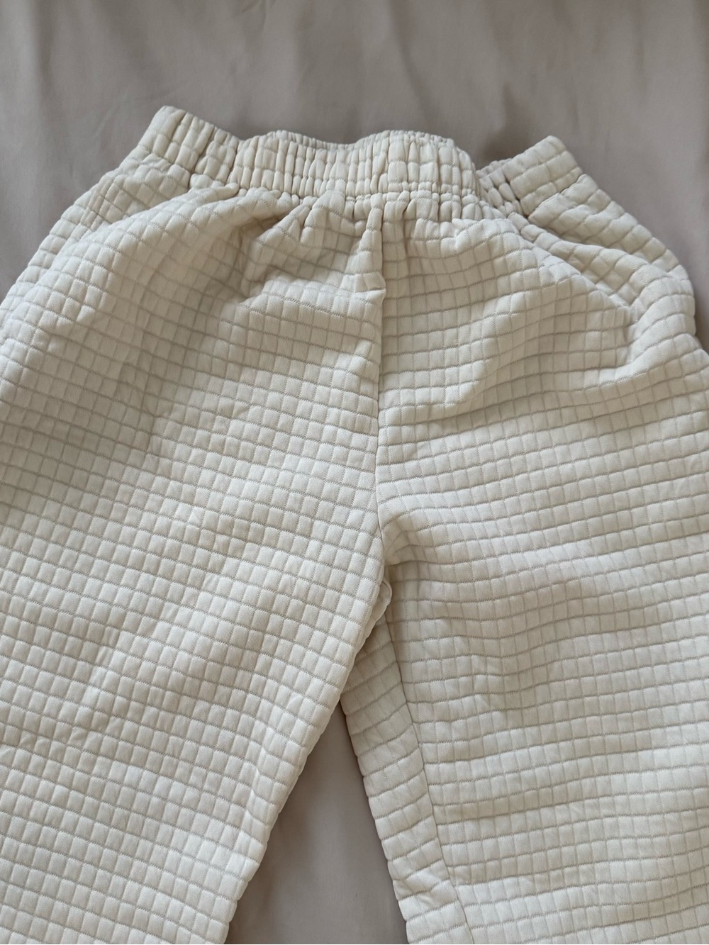 Waffle knit cream sweatpants